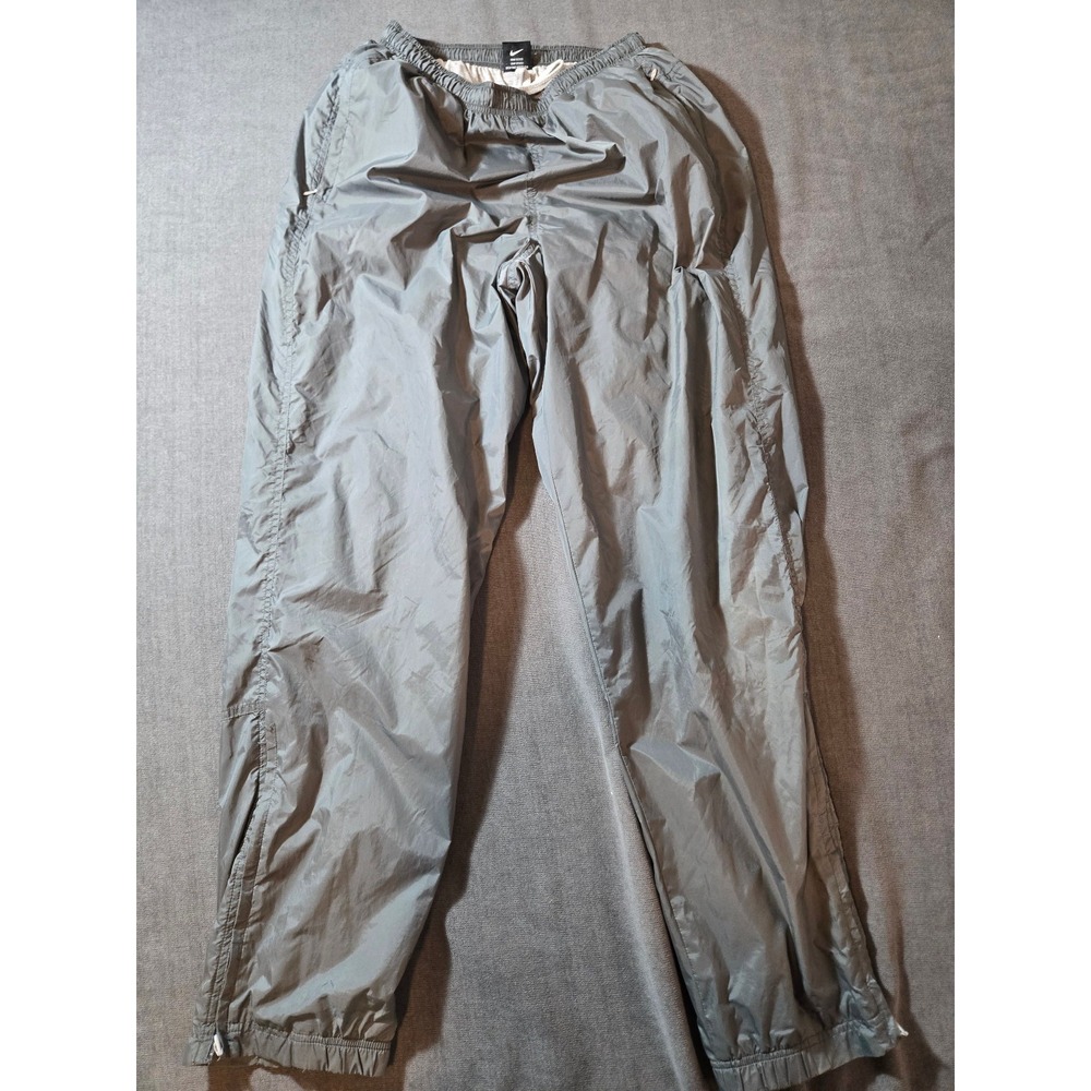 vtg Nike Men Pants Medium Gray Nylon Track Pants Lined Sportswear Joggers Y2K